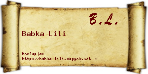 Babka Lili névjegykártya